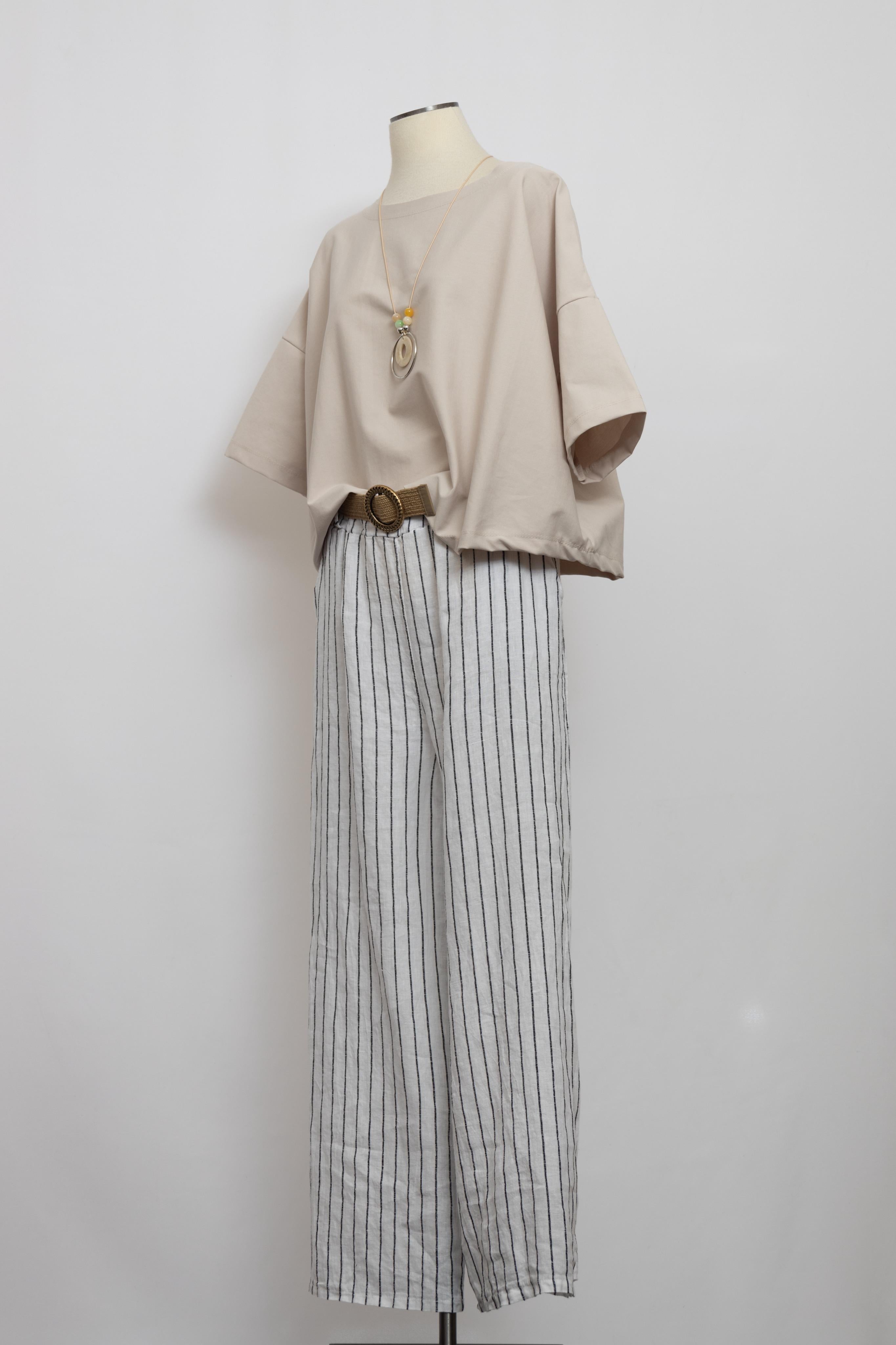 Pantalon rayé en lin