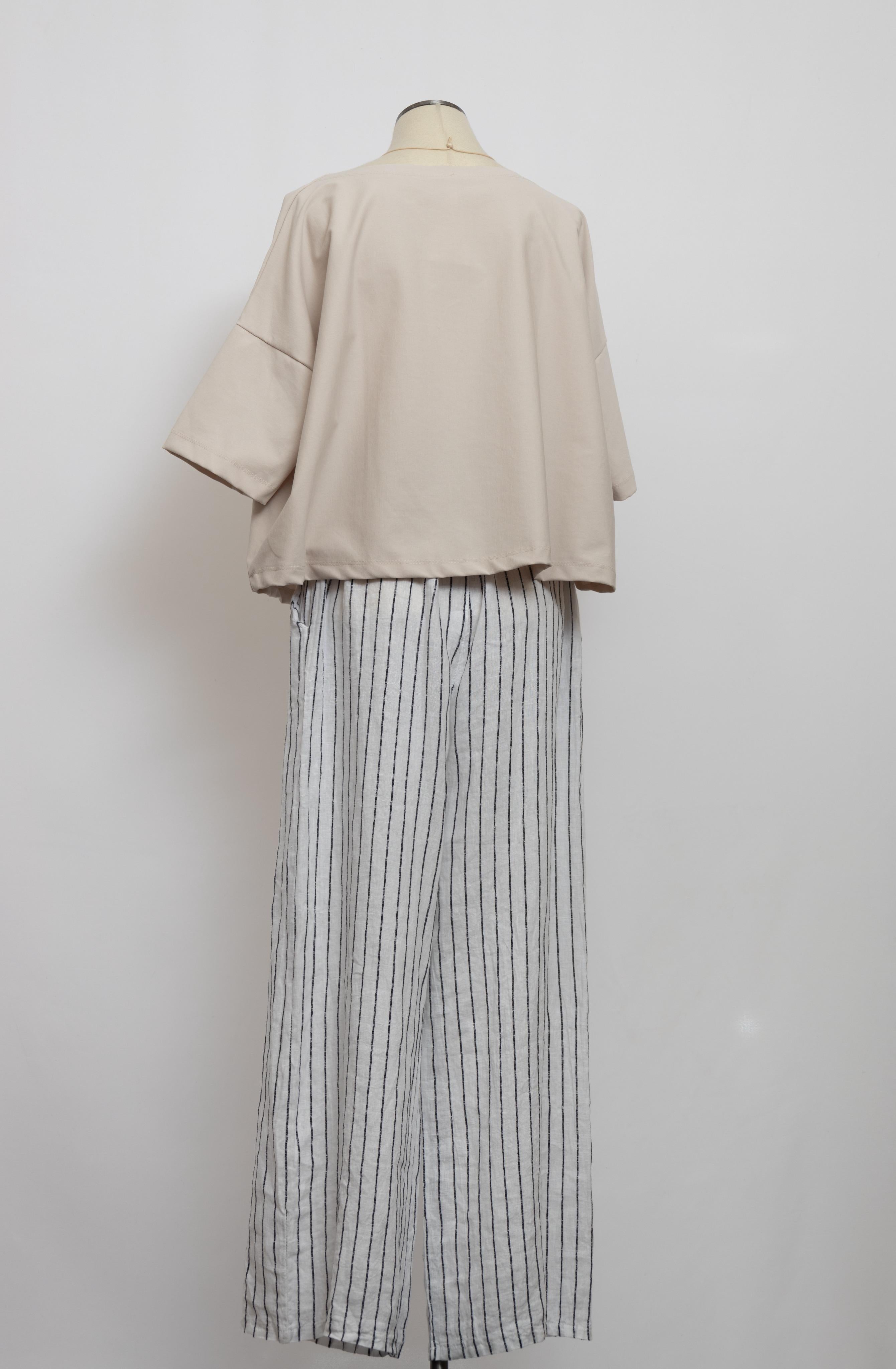 Pantalon rayé en lin