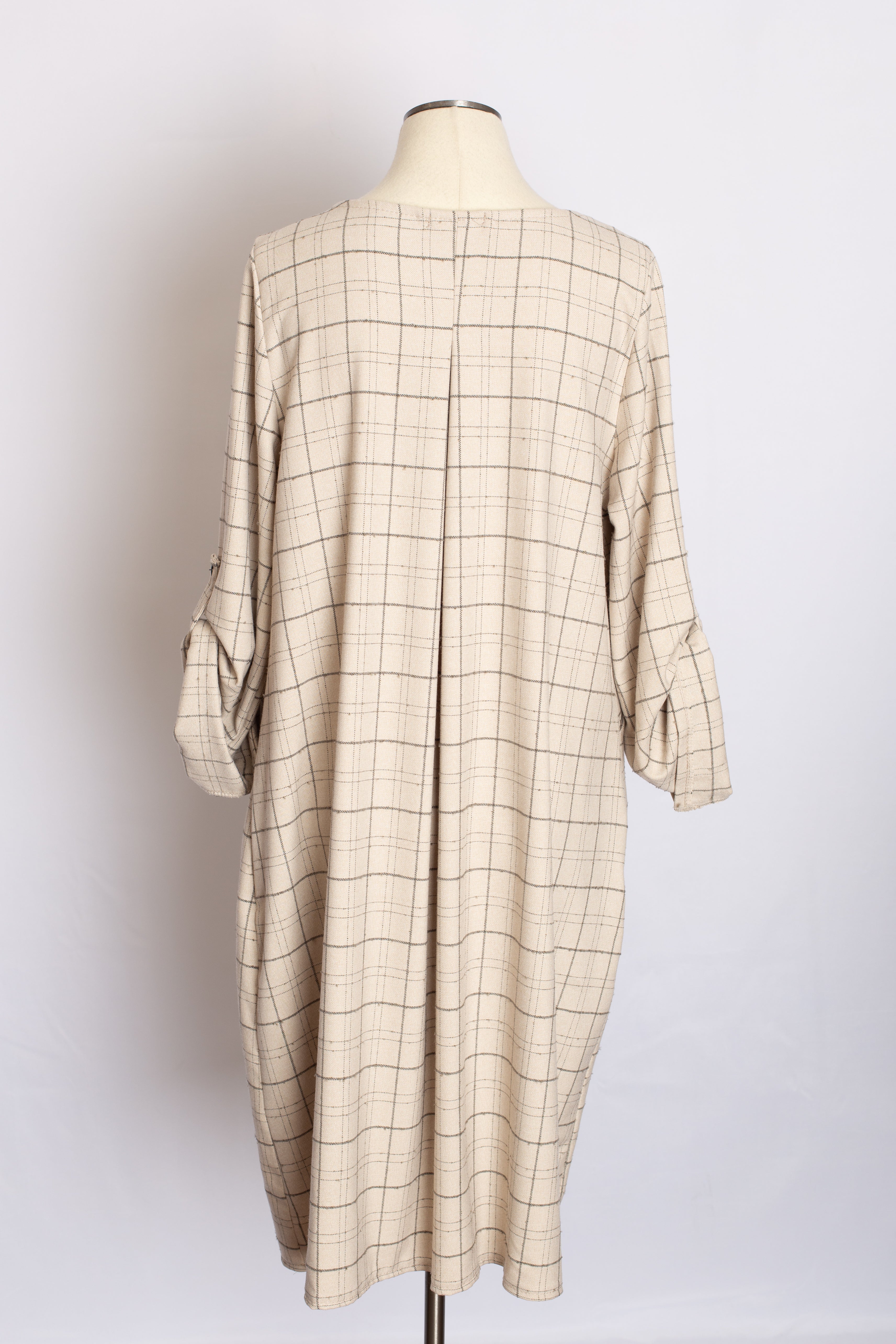 Robe Ample à Carreaux Ivoire