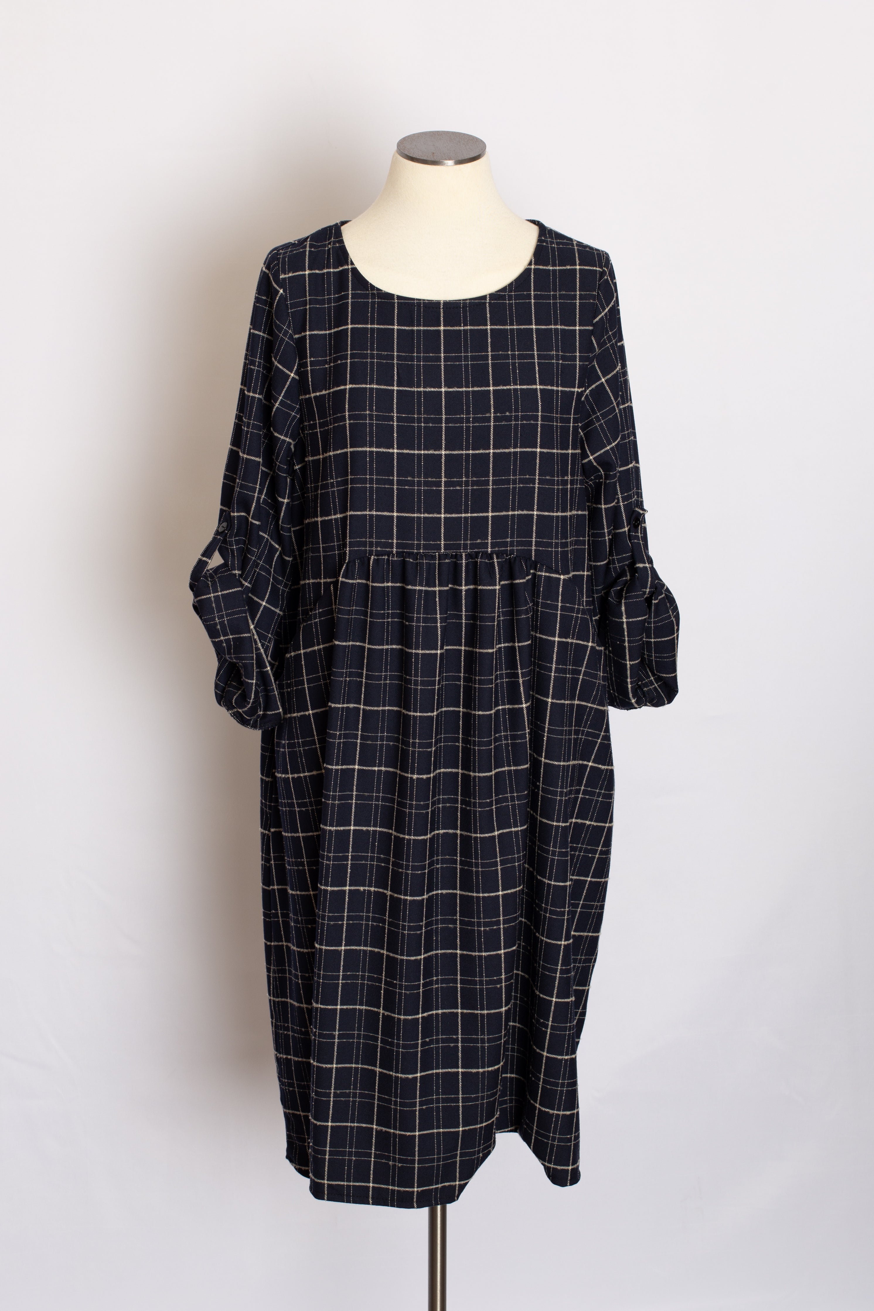 Robe Ample à Carreaux Bleu